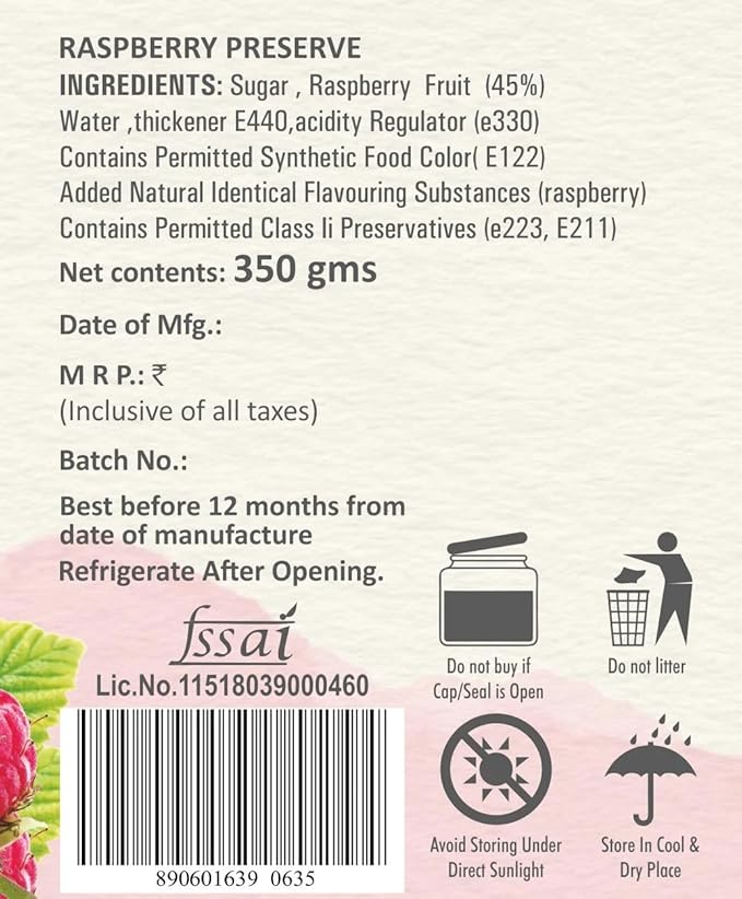 Raspberry Preserve (350gm)